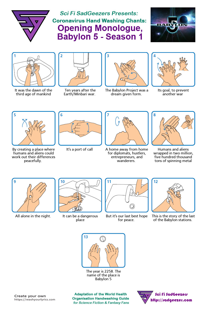 Coronavirus CORVID-19 Handwashing Guide Science Fiction Babylon 5 Season 1