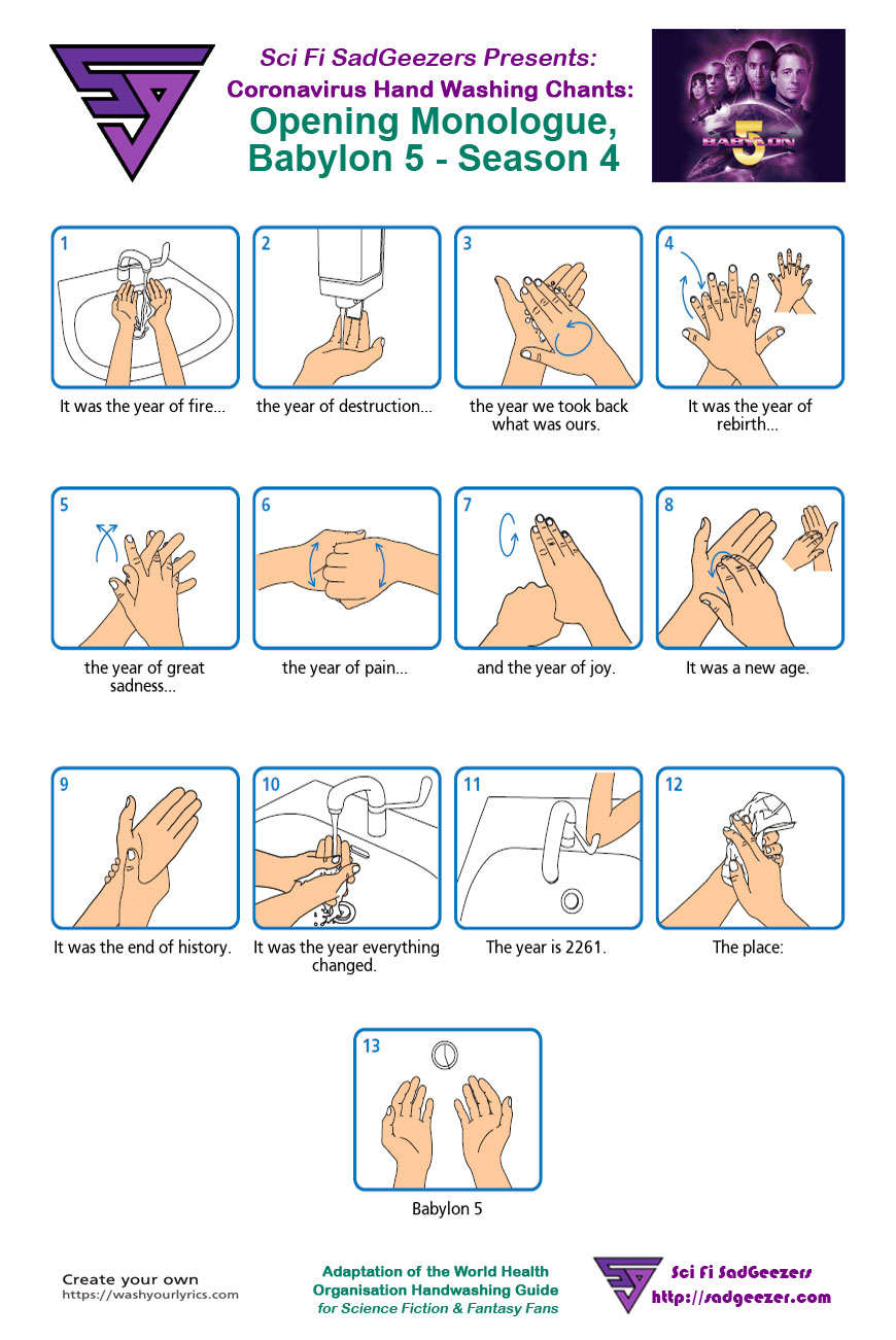 Coronavirus CORVID-19 Handwashing Guide Science Fiction Babylon 5 