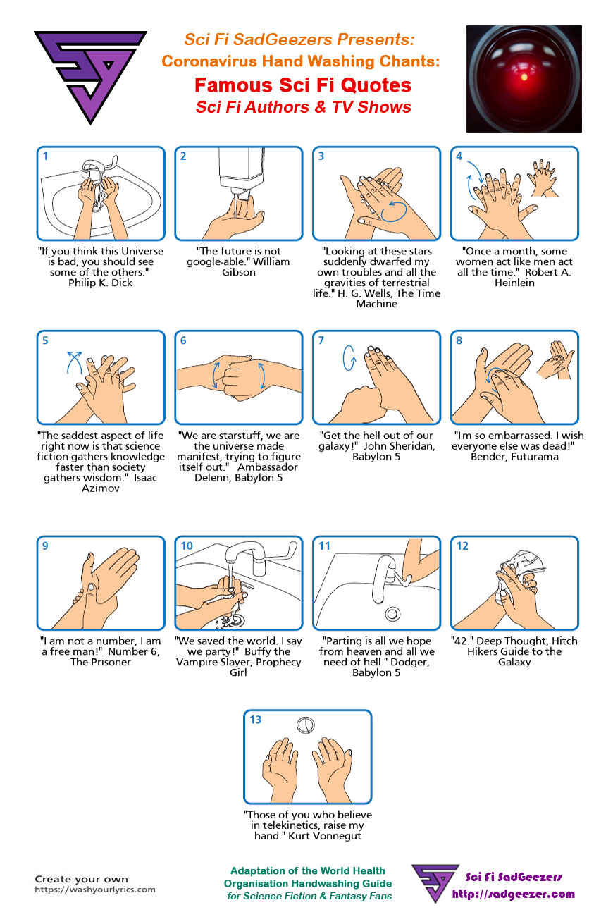 Coronavirus CORVID-19 Handwashing Guide Science Fiction Science Fiction Quotes