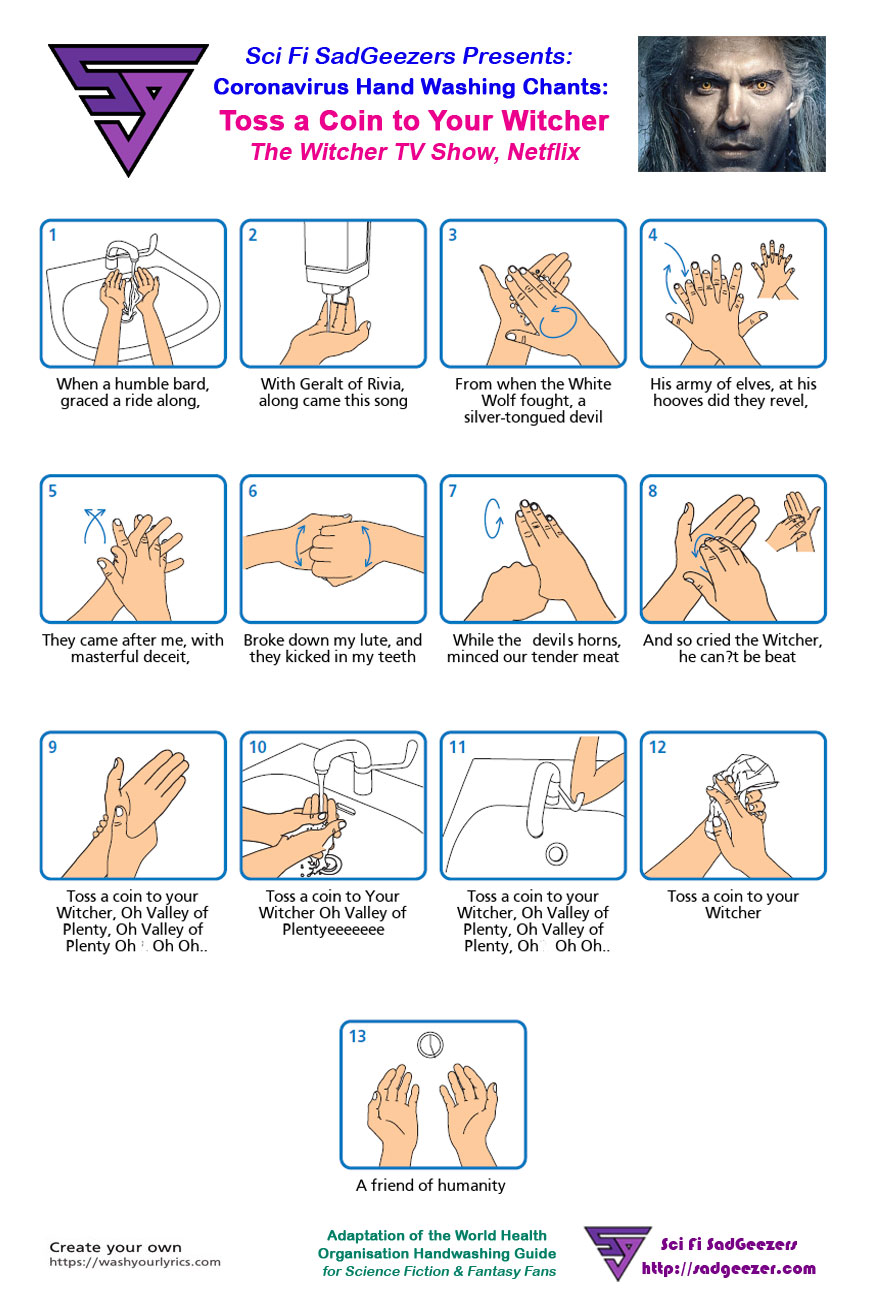 Coronavirus CORVID-19 Handwashing Guide Science Fiction The Witcher - Toss a Coin to Your Witcher